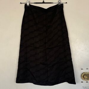 Silk Balenciaga Black Midi Skirt with BB Monogram